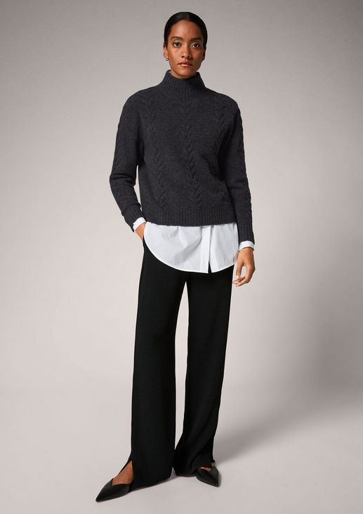 Wool blend jumper with a cable knit pattern from comma