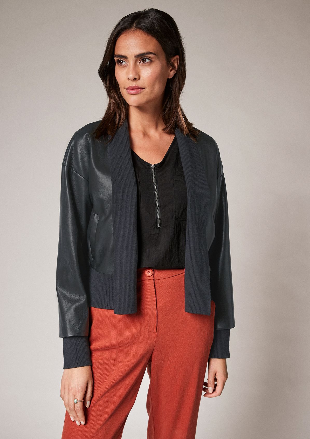 Faux leather cropped jacket from comma