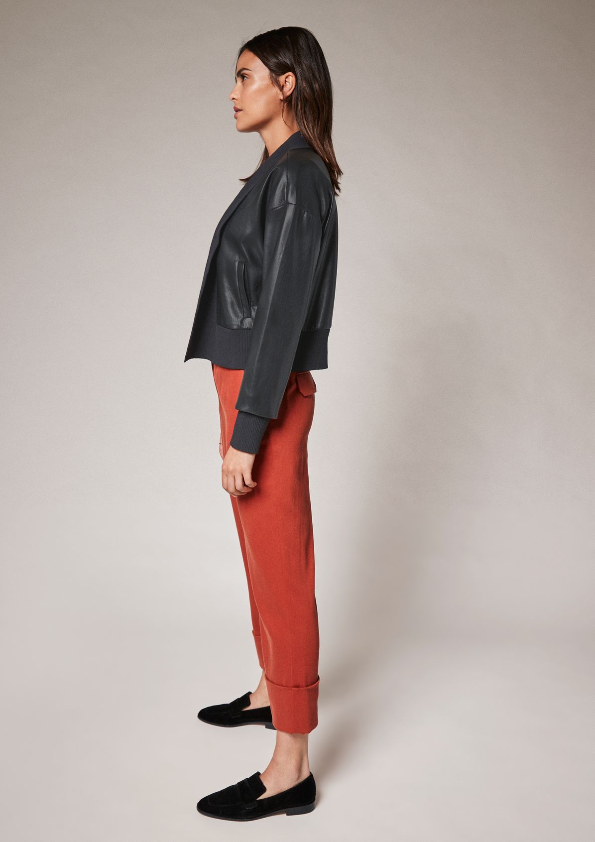 Faux leather cropped jacket from comma