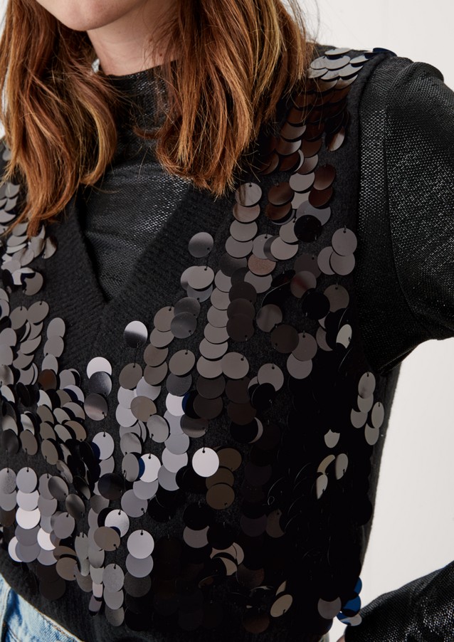 Damen Pullover & Sweatshirts | Kurzer Pullunder mit Pailletten - NF01207