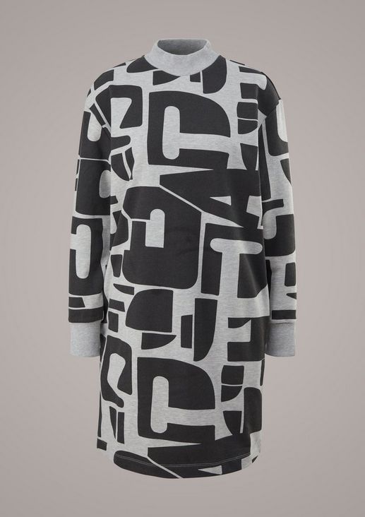 Patterned dress with ribbed details from comma