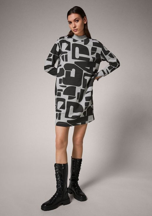 Patterned dress with ribbed details from comma