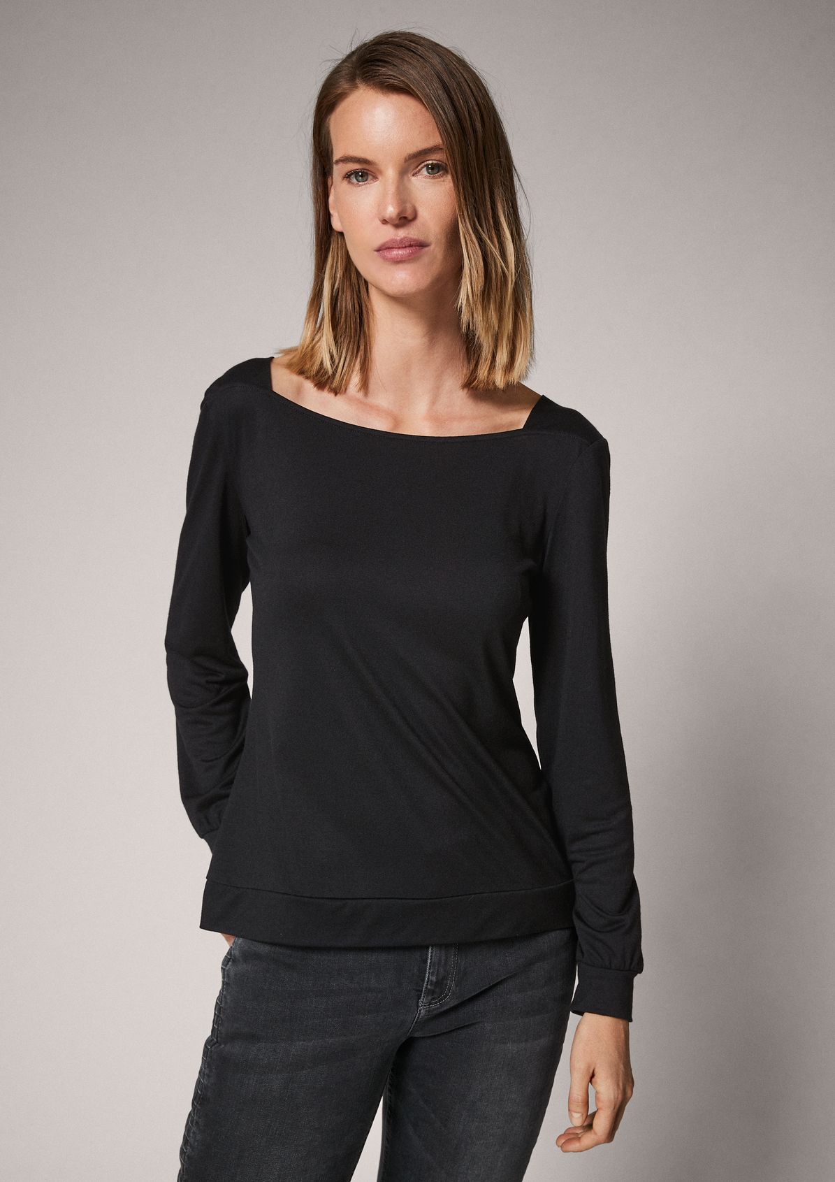 Long sleeve top in blended modal from comma