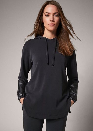 Sweatshirt with faux leather from comma