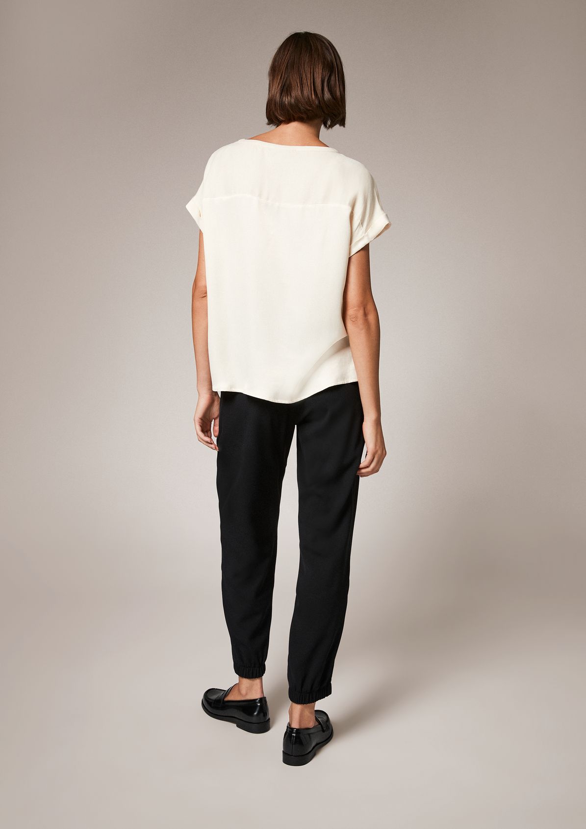 Short sleeve blouse in twill and satin from comma