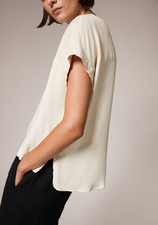 Short sleeve blouse in twill and satin from comma