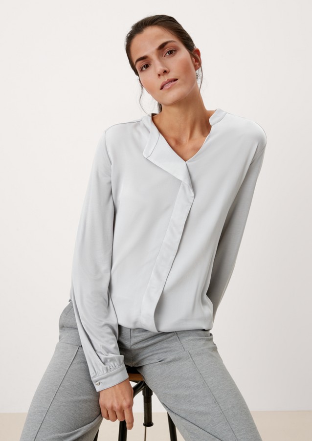 Femmes Shirts & tops | Blouse en viscose à devant en satin - HH39827