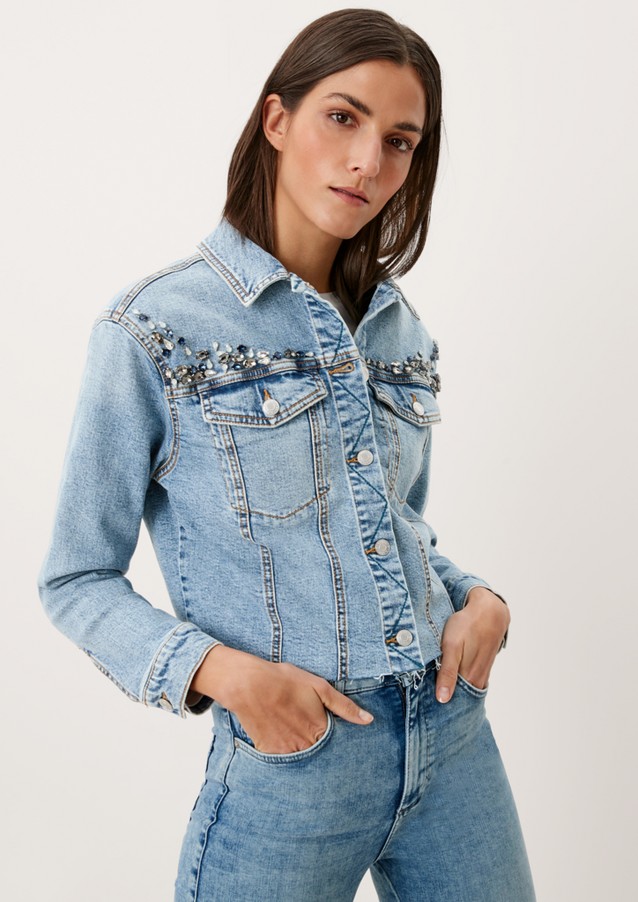Women Jackets | Denim jacket with a gemstone appliqué - TS33829