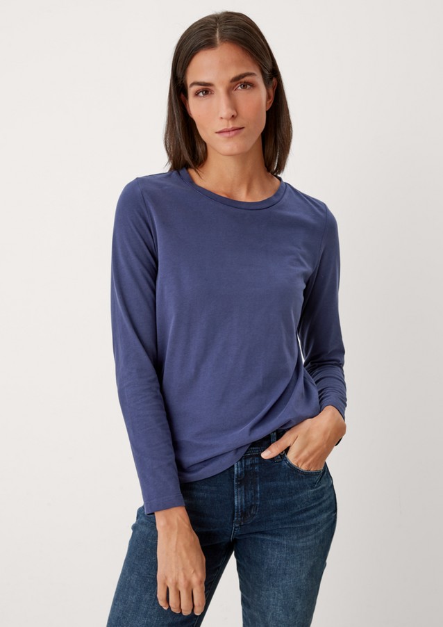 Damen Shirts & Tops | Basic-Langarmshirt mit rundem Saum - IR86262
