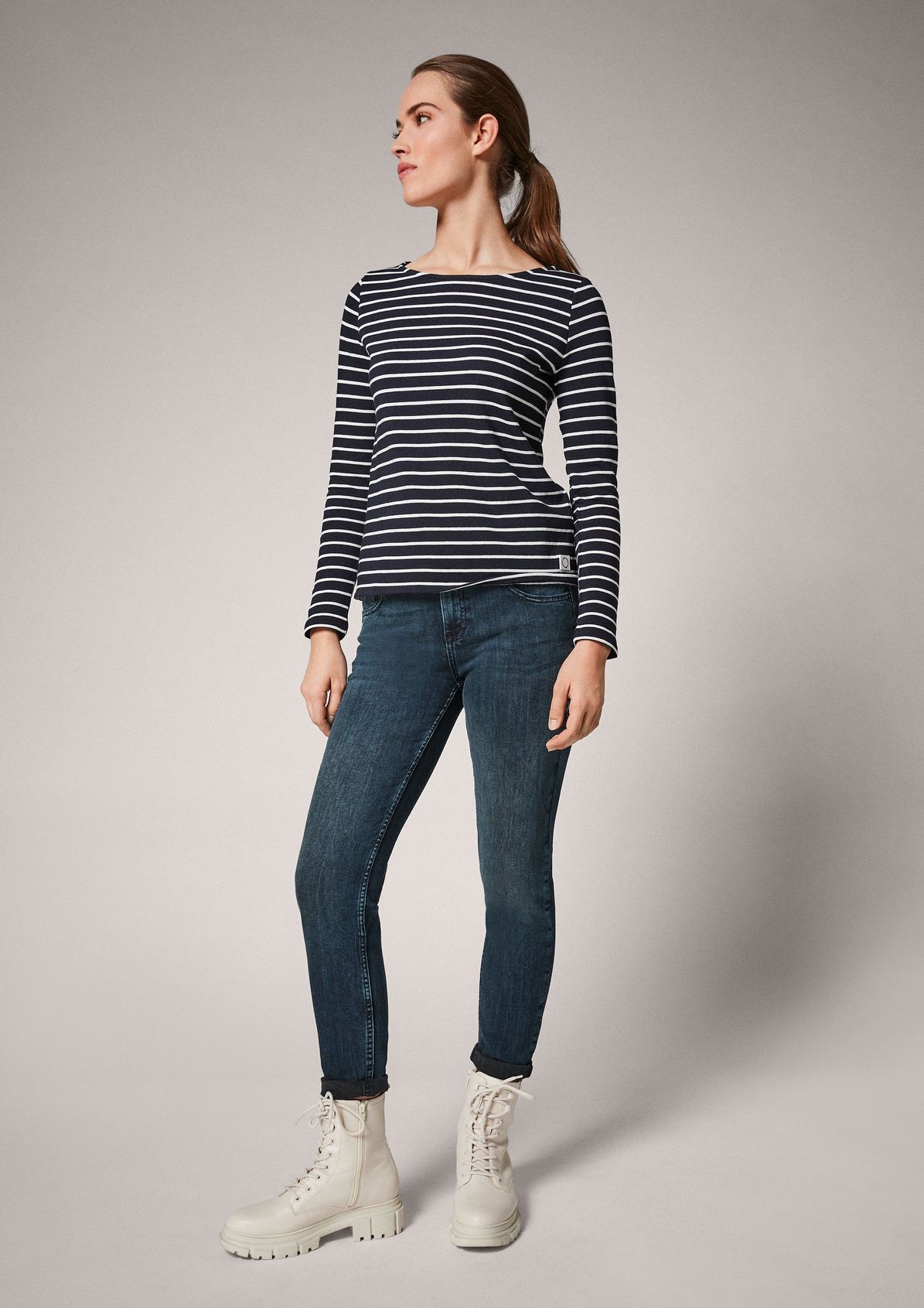 Jersey top with stripes from comma