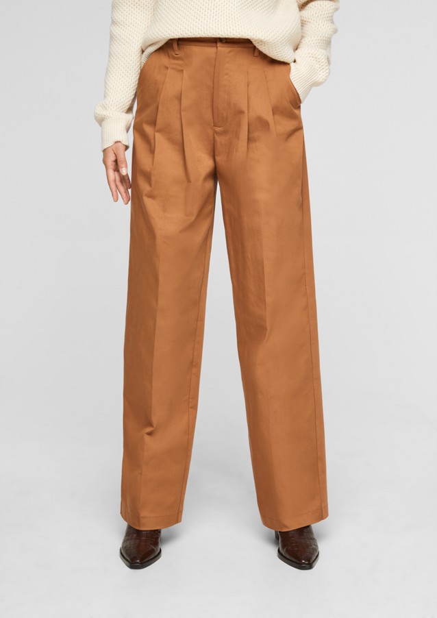Women Trousers | Regular: trousers with waist pleats - IU49042