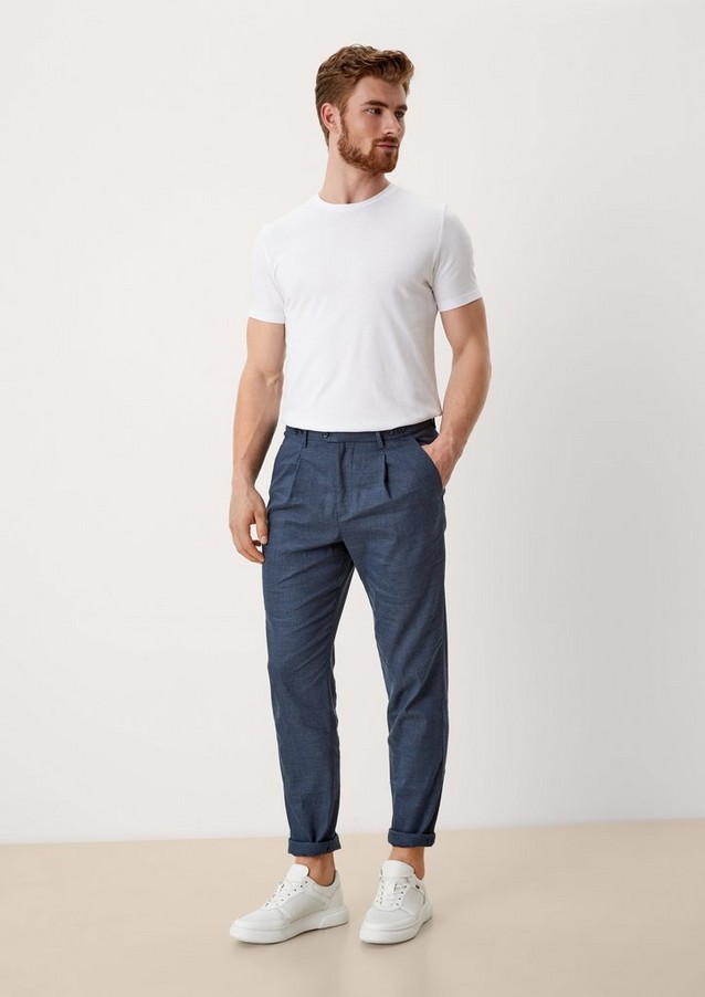 Men Trousers | Slim fit: tweed trousers in blended linen - JV10817