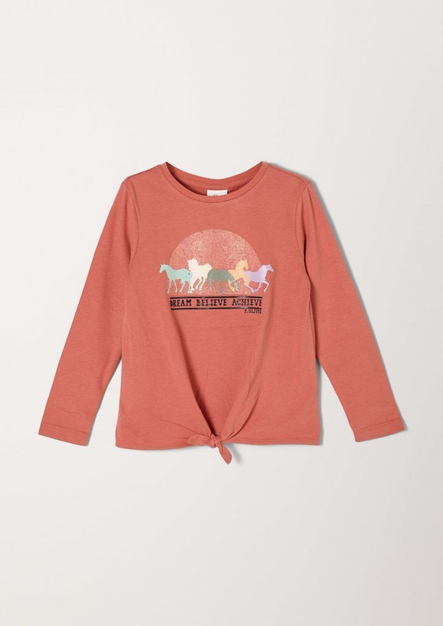 Junior Kids (sizes 92-140) | Long sleeve top with a print and knotted detail - HN97489