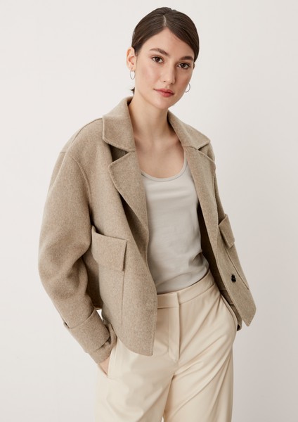 Women Jackets | Wool blend jacket with lapel collar - YA83936