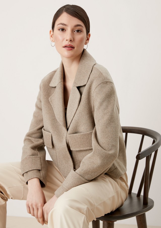 Women Jackets | Wool blend jacket with lapel collar - YA83936