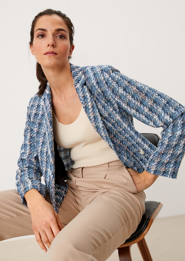 Damen Jacken | Kurzblazer mit Bouclé-Struktur - UY04367