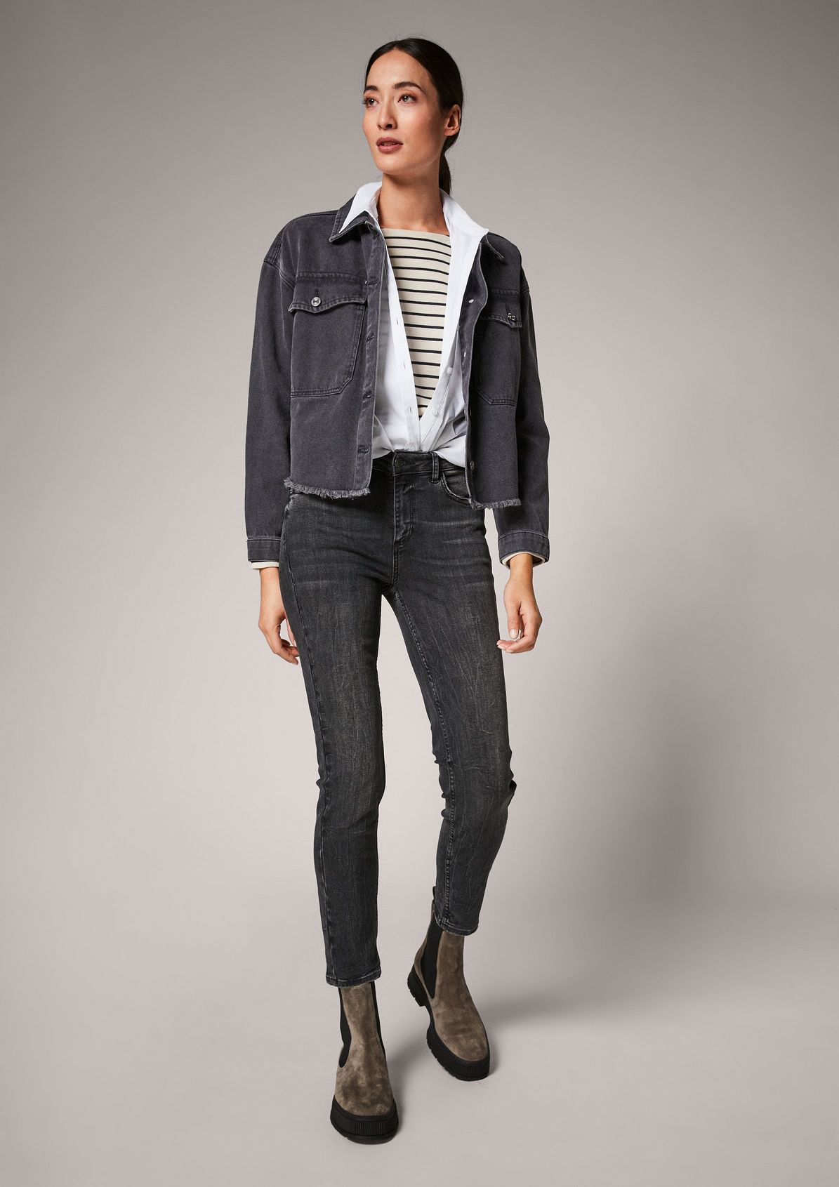 Denim jacket with a garment-washed finish from comma