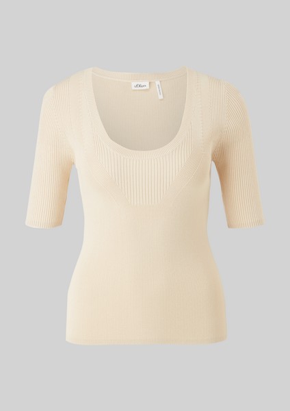 Femmes Shirts & tops | T-shirt en maille côtelée de viscose mélangée - VS92323