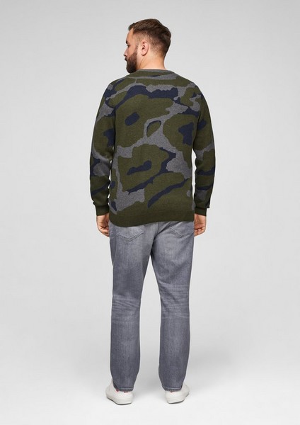 Men Big Sizes | Cotton jumper with a camouflage pattern - DN42069