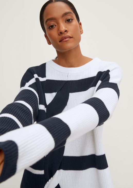 Striped jumper with a cable knit pattern from comma