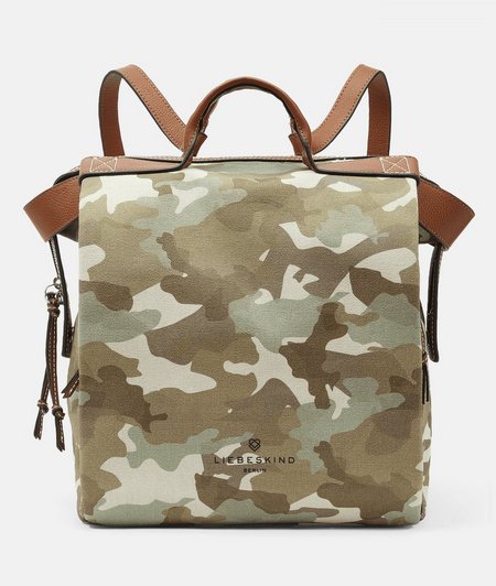 Large cotton rucksack in a camouflage look from liebeskind