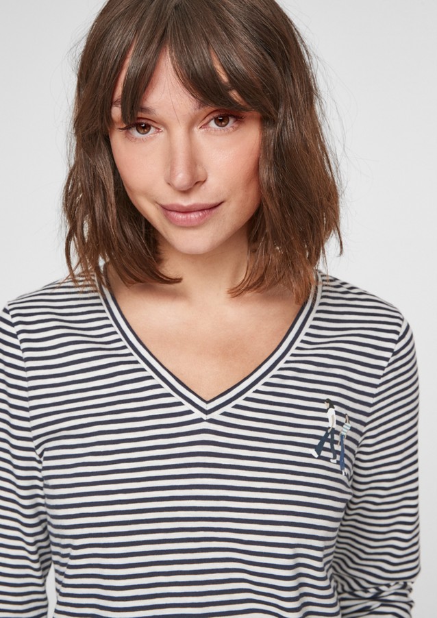 Damen Shirts & Tops | Streifenshirt mit V-Neck - RA13069