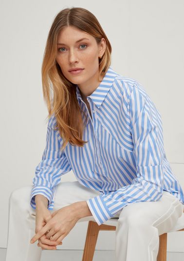 Striped blouse with an elongated back section from comma