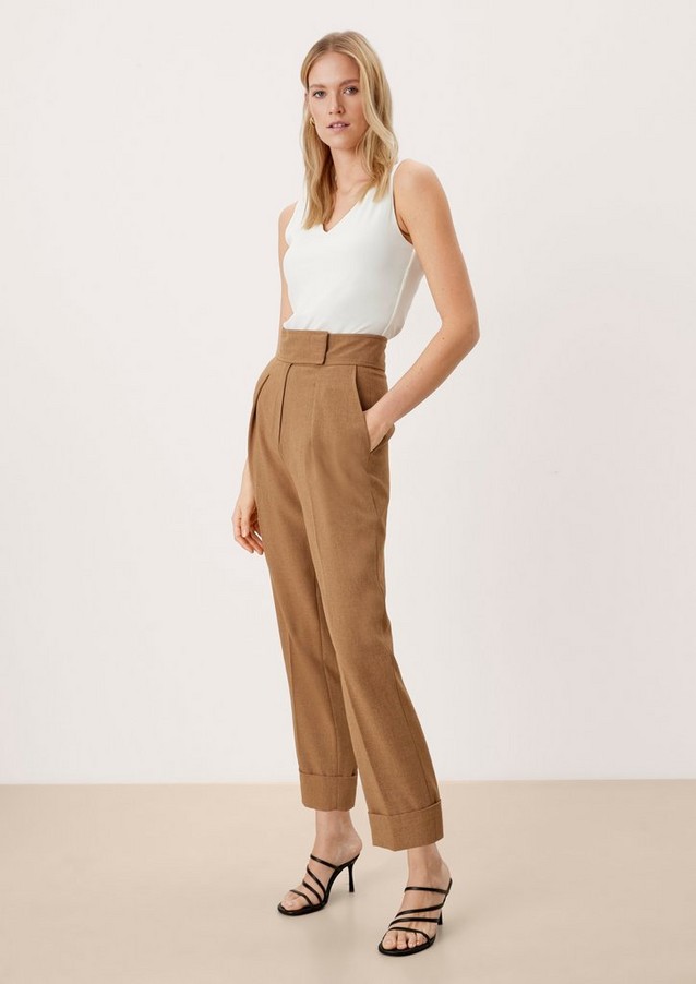 Women Trousers | Regular: 7/8-length trousers with a woven texture - ZF32583