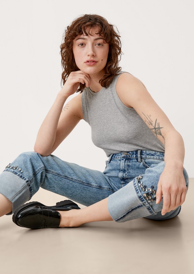 Women Jeans | Regular fit: jeans with rhinestones - WG71649