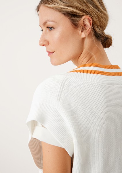 Damen Pullover & Sweatshirts | Strickweste mit Streifendetails - UU53757