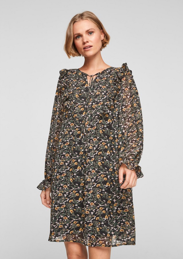 Women Dresses | Floral chiffon dress with frills - NO85400
