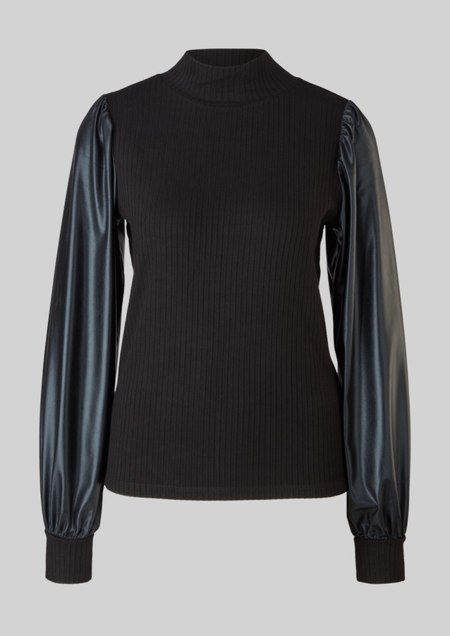 Damen Shirts & Tops | Langarmshirt im Materialmix - QO46138