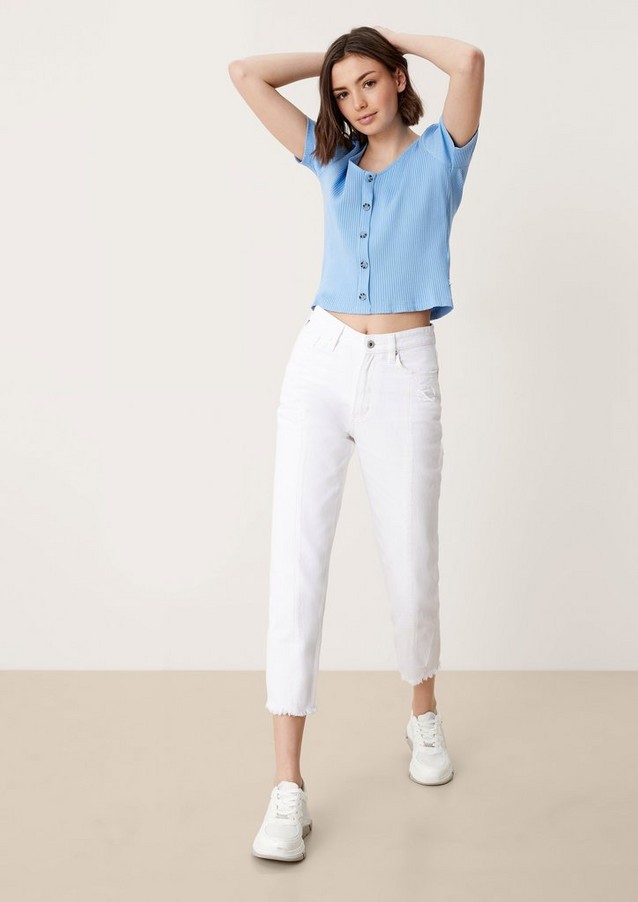 Women Jeans | Slim: Mom jeans with decorative stitching - DX98256