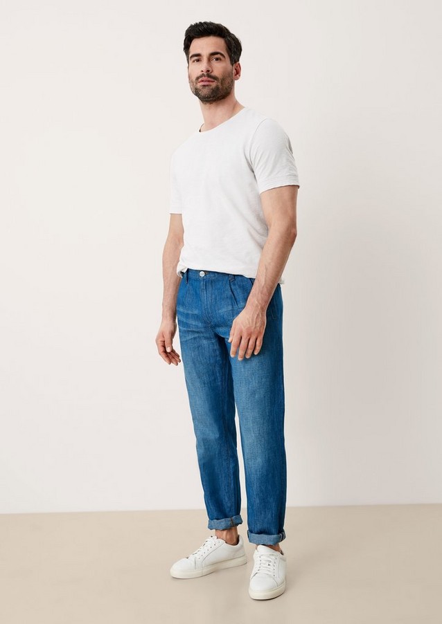 Men Jeans | Linen blend chinos in a denim look - DE27076