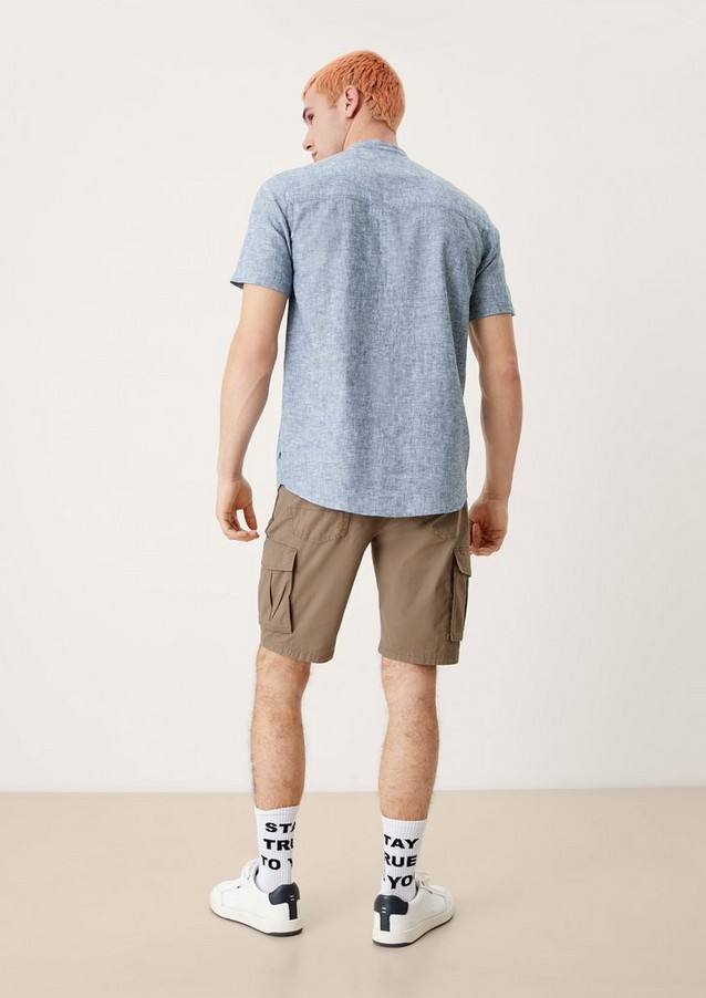 Hommes Chemises | Extra Slim : chemise à manches courtes en lin mélangé - FQ08385