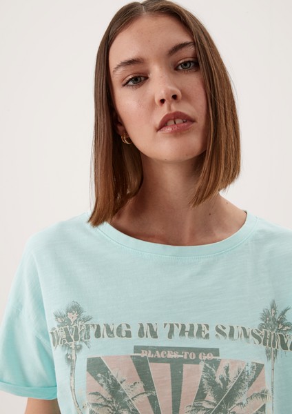 Femmes Shirts & tops | T-shirt de coupe raccourcie à imprimé - OF04041