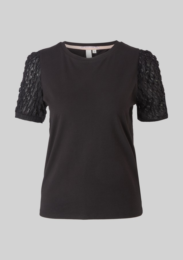 Damen Oberteile | T-Shirt mit Spitzenärmeln - RS50601