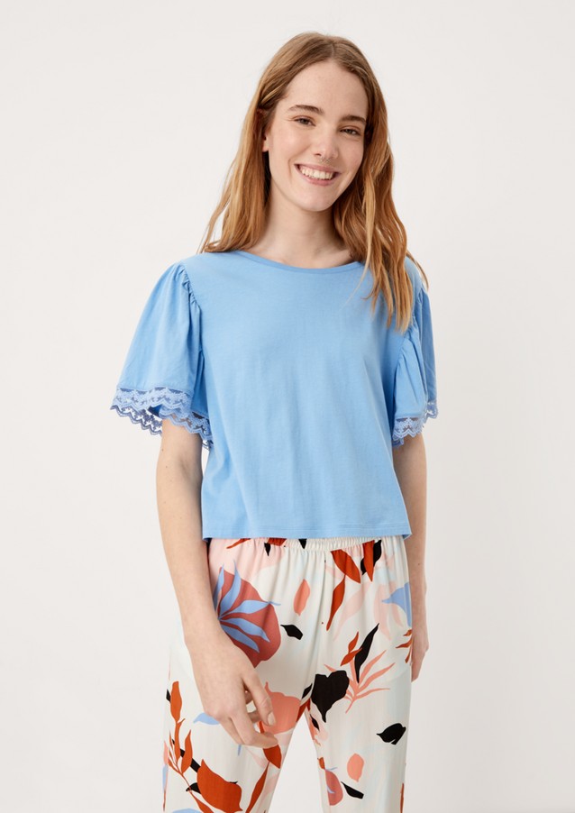 Damen Shirts & Tops | Shirt mit Spitzenblende - QK64588