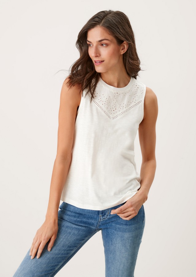 Damen Shirts & Tops | Jersey-Top mit Broderie Anglaise - CW69889