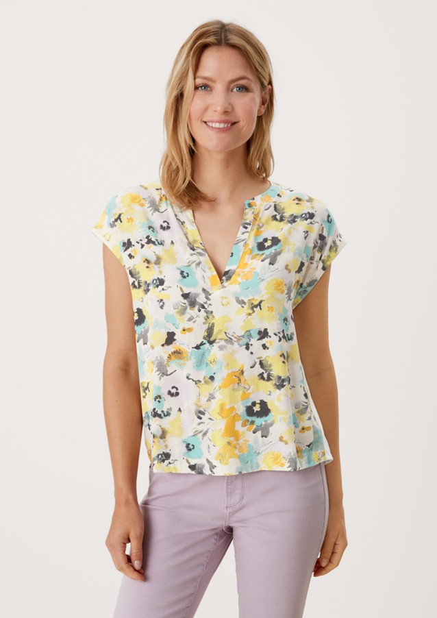 Damen Oberteile | Shirt mit Front in Dobby-Struktur - YM10474