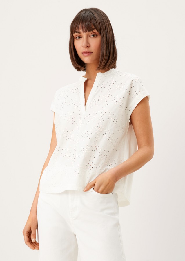 Women Tops | Blouse top with broderie anglaise - TI79726