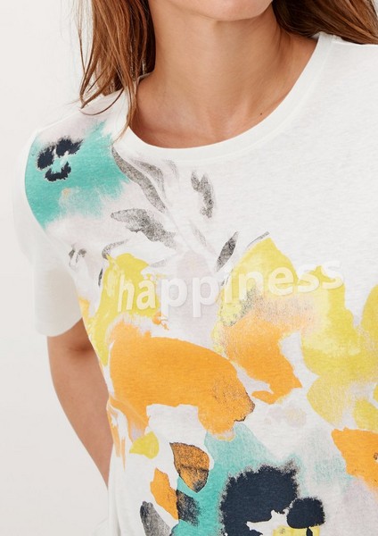 Damen Shirts & Tops | T-Shirt mit Print und Stickdetail - MB07848