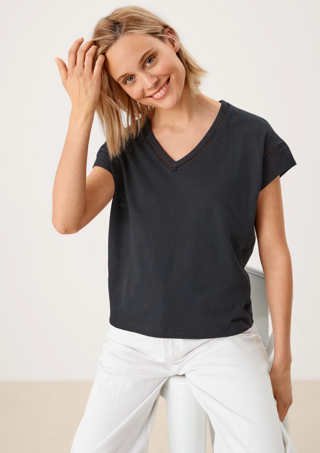 Damen Shirts & Tops | T-Shirt mit Häkelspitze - EJ62831