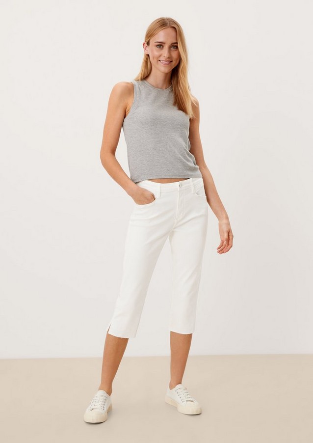 Femmes Jeans | Slim : pantacourt en jean à ourlet frangé - KR99288