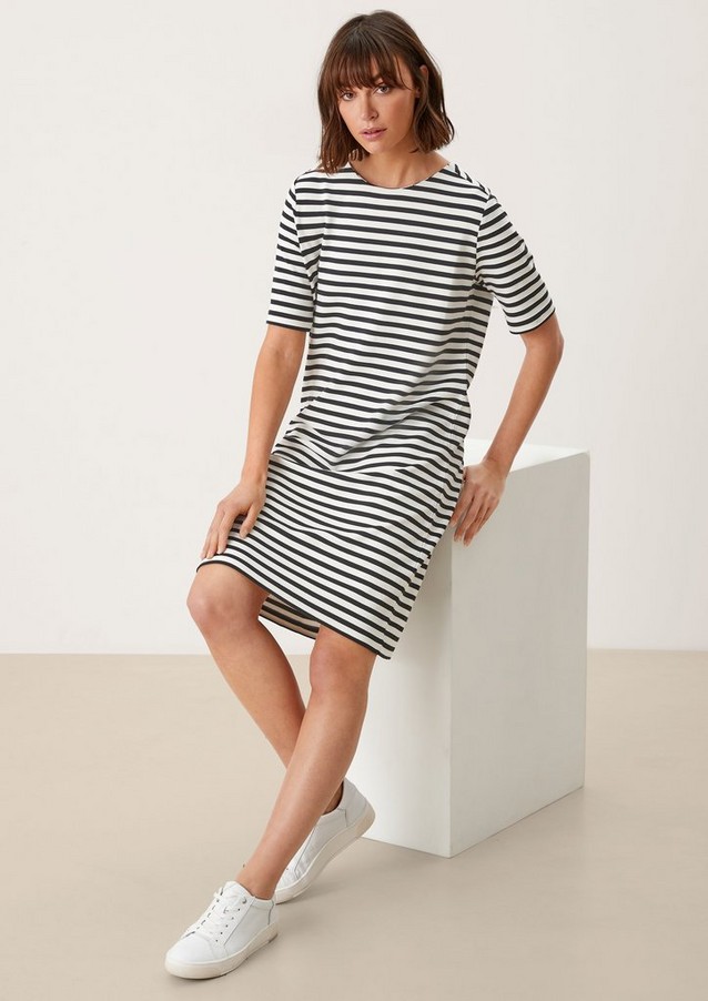 Women Dresses | Sweatshirt dress with a stripe pattern - SU01051