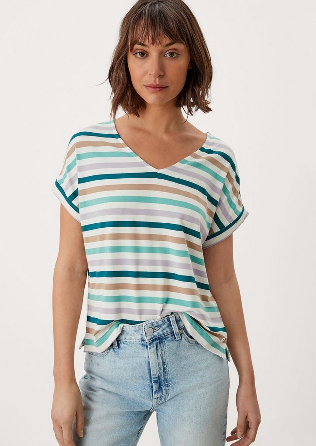 Femmes Shirts & tops | T-shirt en viscose à rayures - BU65613