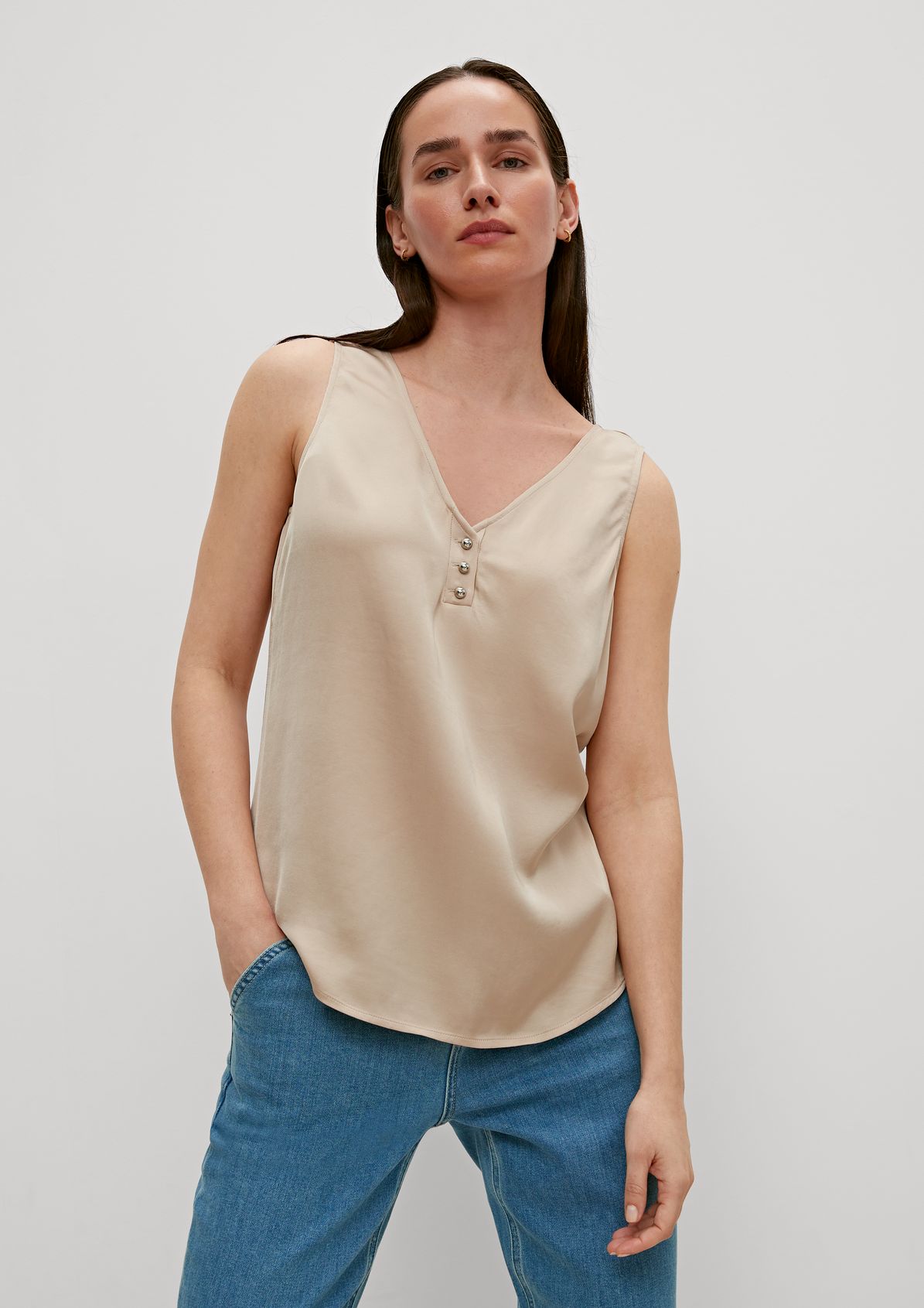 Satin top with a button placket from comma