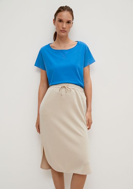 Jersey top with poplin sleeves from comma