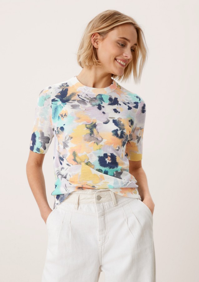 Women Shirts & tops | Knitted top with an all-over print - AV01008
