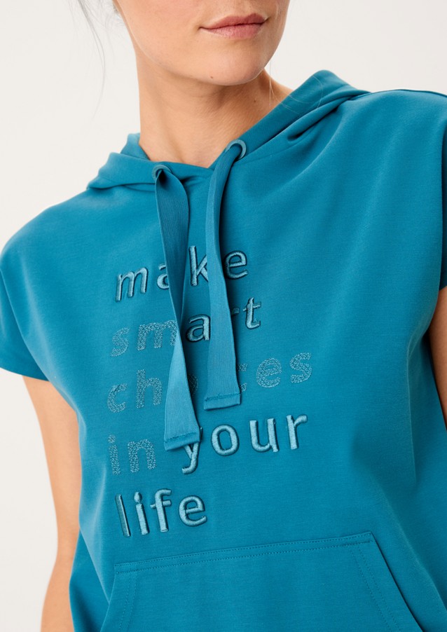 Damen Pullover & Sweatshirts | Kurzarm-Hoodie mit Stickerei-Details - LU66845